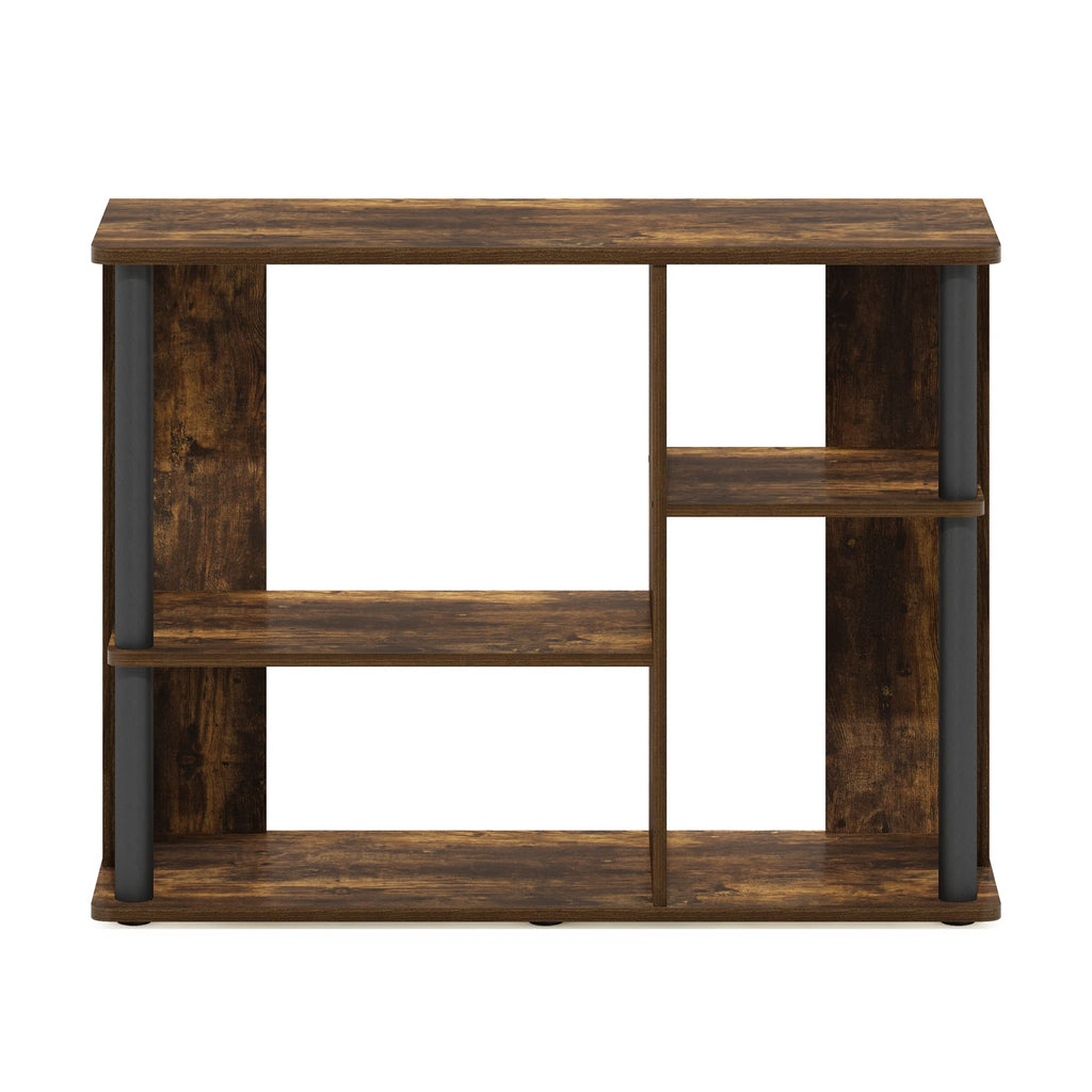Furinno Classic Stand With Plastic Poles For Tv Up To 40-Inch, Amber Pine/Black