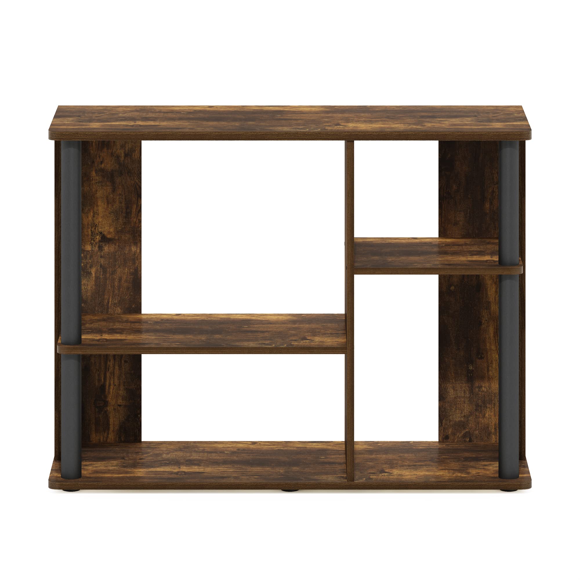 Furinno Classic Stand With Plastic Poles For Tv Up To 40-Inch, Amber Pine/Black