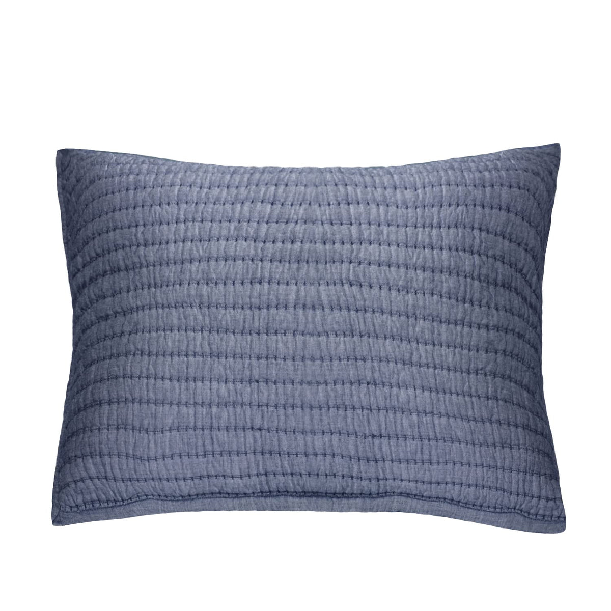 Elegant Life Home Cotton Yarn Dyed Chambray Collection Cotton Fill Channel Stitch Washed Standard Pillow Sham Blue Color, 20? X