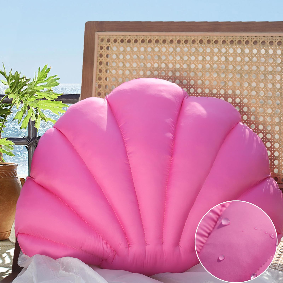 Yrxrus Outdoor Seashell Pillow, Coral Shell Pillows, 17X13 Inch Waterproof Throw Pillows For Beach Patio Furniture Sofa Garden B