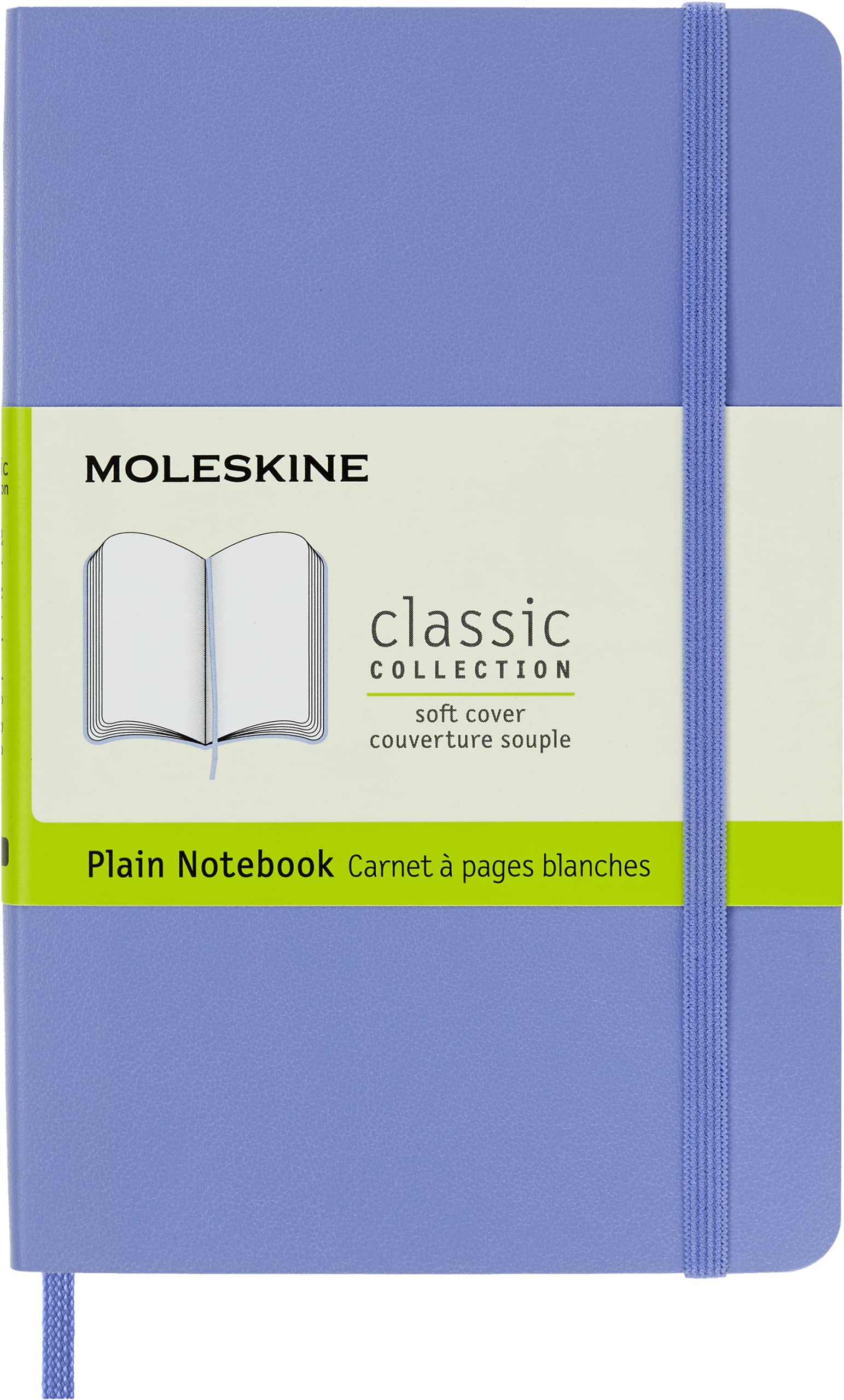 Moleskine Classic Notebook, Soft Cover, Pocket (3.5' X 5.5') Plain/Blank, Hydrangea Blue, 192 Pages