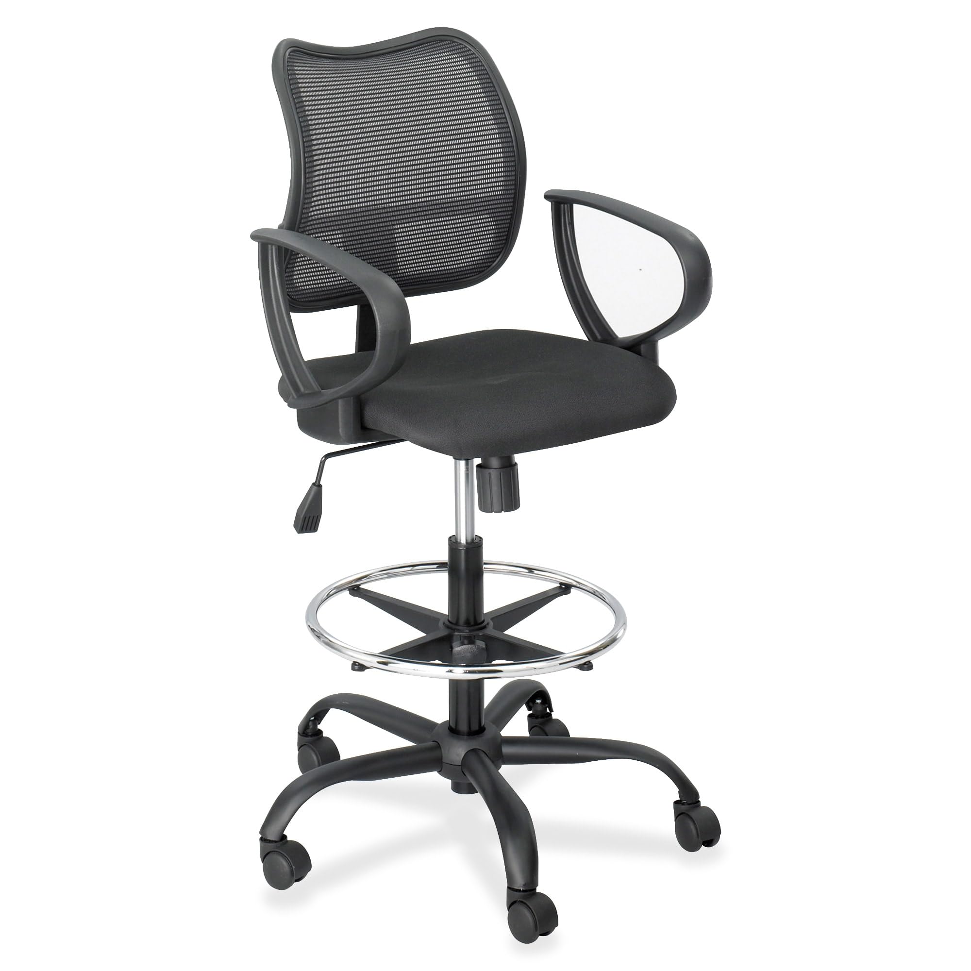 Safco Vue Computer Chair, Heavy Duty Stool, 250 lbs Capacity, Ergonomic Mesh Back, 360 Swivel Seat, 5-Star Base, Black