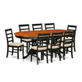 East West Furniture PLPF9-BCH-C 9 Piece Kitchen Table & Chairs Set Includes an Oval Dining Room Table with Butterfly Leaf and 8 Linen Fabric Upholstered Chairs, 42x78 Inch, Black & Cherry