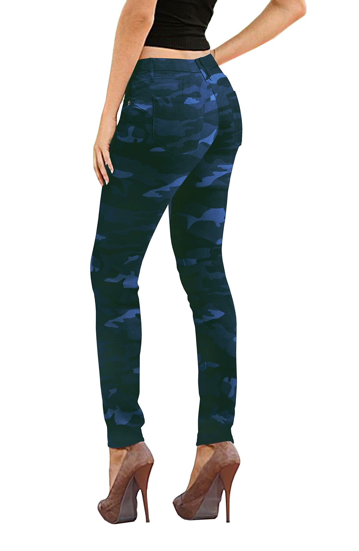 Womens Butt Lift Stretch Denim Jeans P37389Sk Navy Camou 13