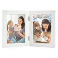 Golden State Art, 5x7 Double Hinged Picture Frame, Two Photo Folding Frames, for Wedding Family Pictures Collage (White, Double,
