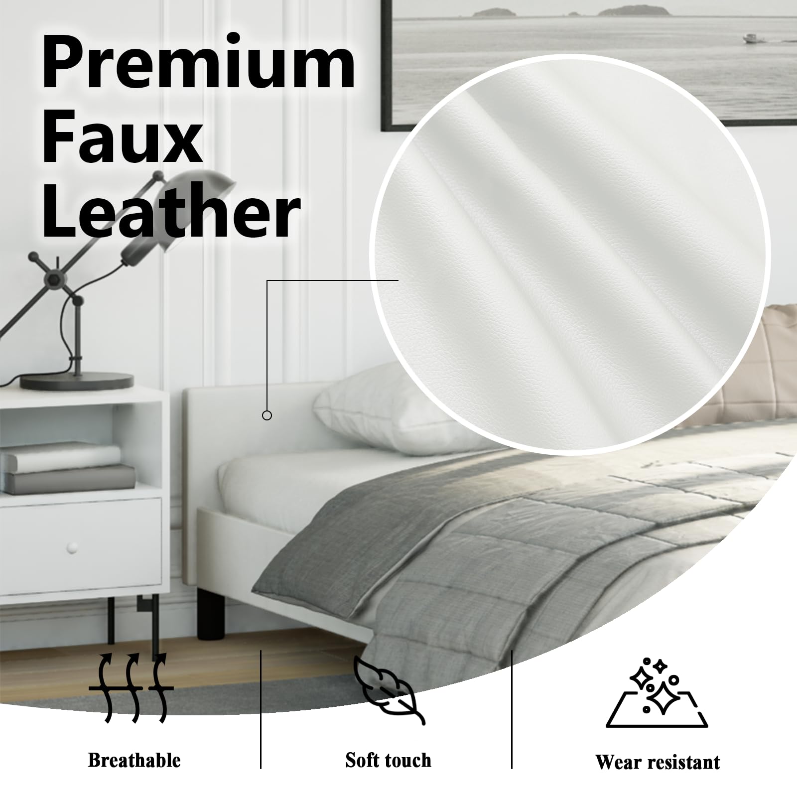 vidaXL Faux Leather Bed Frame Platform Bed - Thumbnail 5