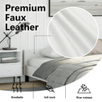 vidaXL Faux Leather Bed Frame Platform Bed, Scandinavian Style/Slats Support/No Box Spring Needed/Without Mattress/Easy Assembly, White California King Bed