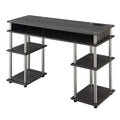 Convenience Concepts Designs2Go Tools Student Desk with Charging Station and Shelves, 47.25 L x 15.75 W x 30 H, Charcoal Gray