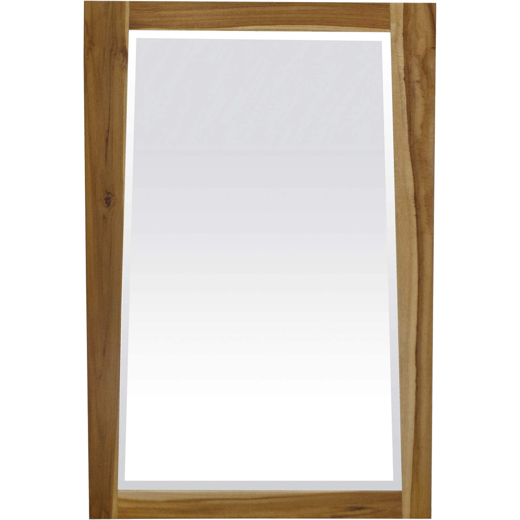 HomeRoots Natural Brown Solid Teak Wall Mirror in Natural Finish
