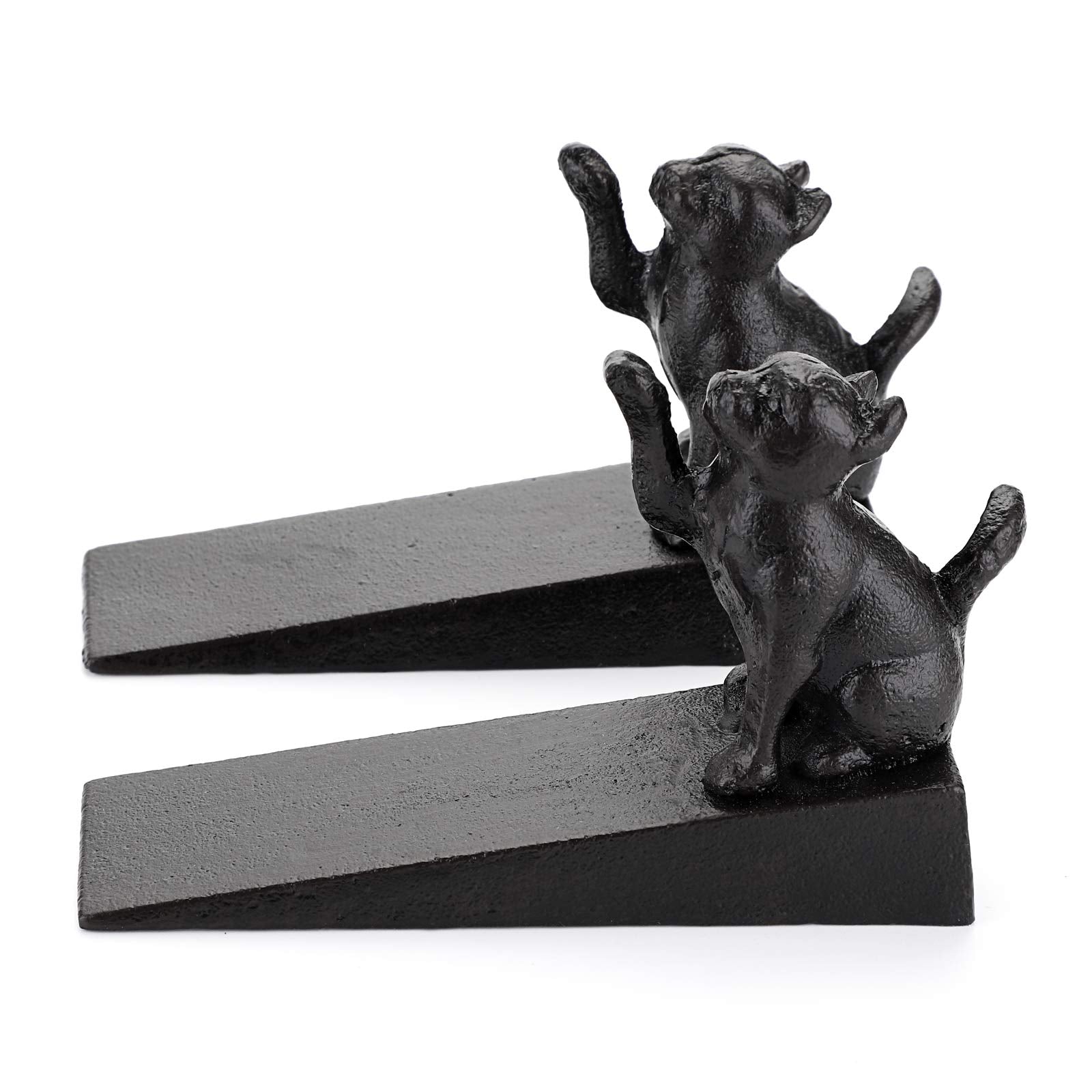 Sumnacon 2 Pcs Cast Iron Cute Cat Door Stops - Heavy Duty Rustic Door Stoppers Avoid Drilling Holes, Vintage Metal Door Wedges O