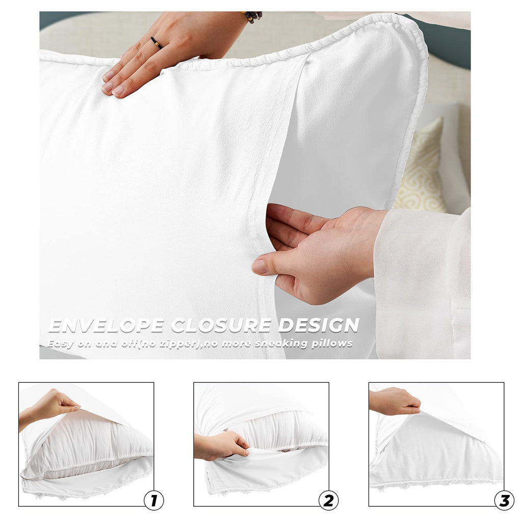 Bosowos Standard Size Pillow Shams Set Of 2, Ultra Soft Breathable 20 X 26 Inches Pillow Case Envelope Closure, Microfiber Farmh