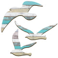 HINGTAI 3Pcs Wood Seagull Beach Wall Decor, Wall Art Beach Decorations Nautical Self-adhesive Seagull Decorations Coastal Themed