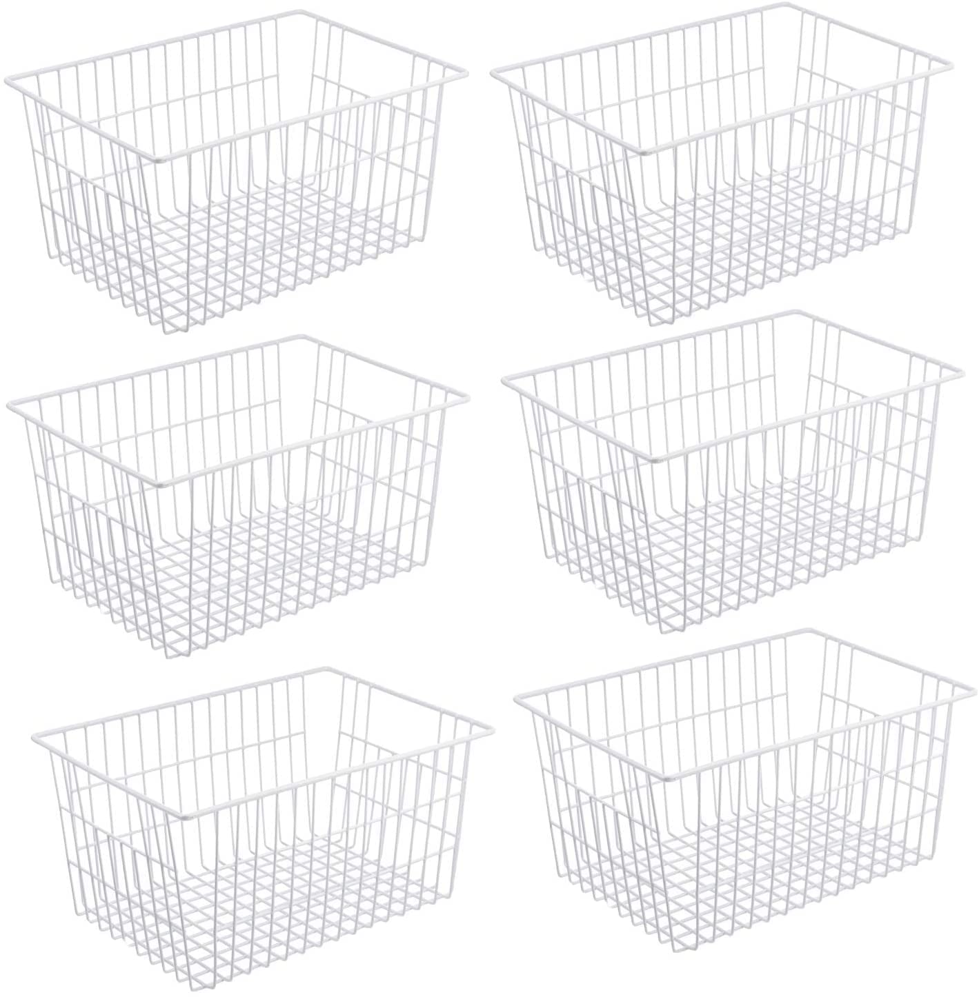 Redrubbit Metal Wire Stroage Baskets, Large Freezer Refrigerator Organizer Bins, Home Office Shelf Freezer Storage, Closets Orga