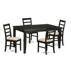 East West Furniture DUPF5-BLK-C 5 Piece Dining Room Furniture Set Includes a Rectangle Dining Table and 4 Linen Fabric Upholstered Chairs, 36x60 Inch, Black