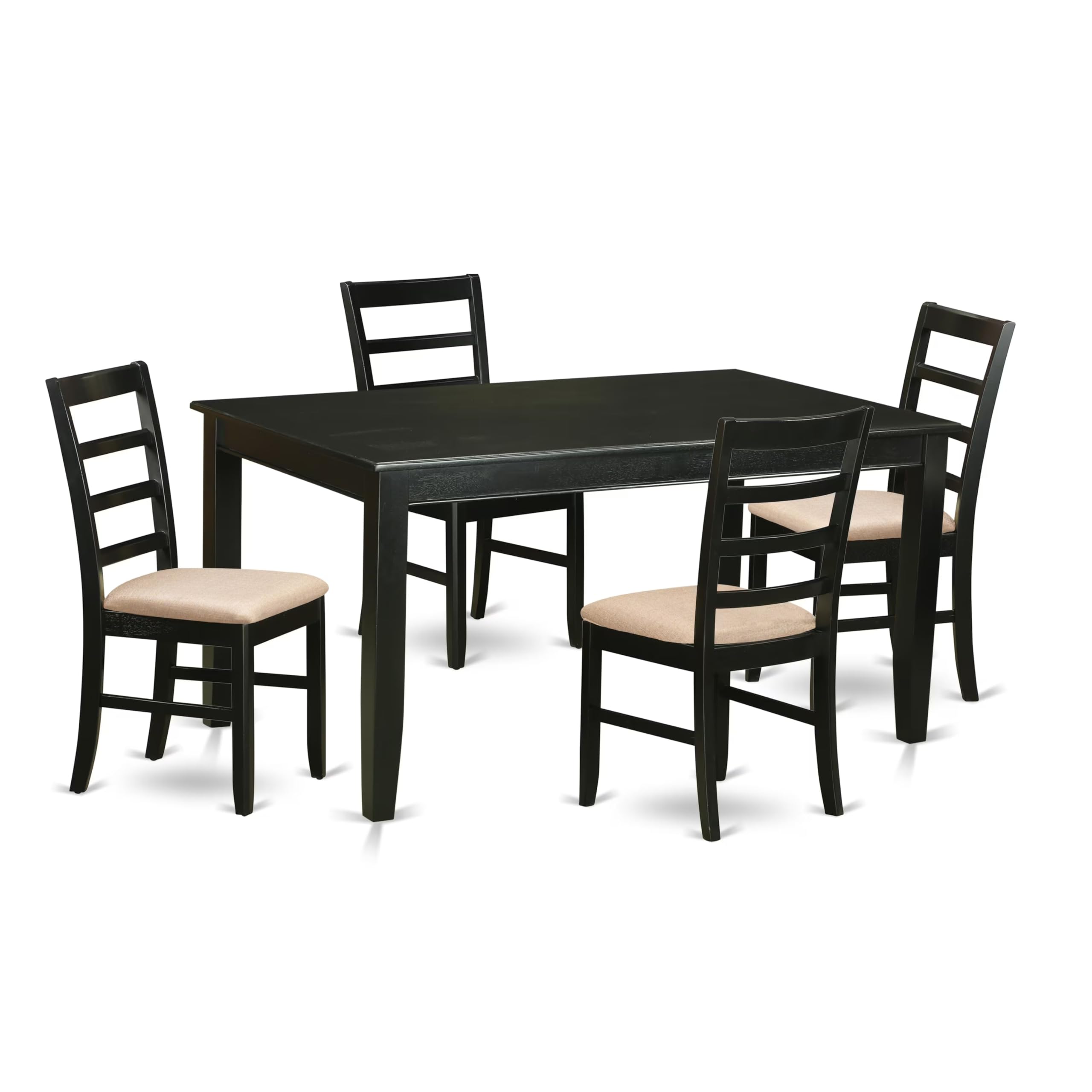 East West Furniture DUPF5-BLK-C 5 Piece Dining Room Furniture Set Includes a Rectangle Dining Table and 4 Linen Fabric Upholstered Chairs, 36x60 Inch, Black