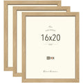 VCK 16x20 Solid Wood Poster Frames for Wall, Natural Oak Picture Frame 3 Pack, Wall Gallery Frame