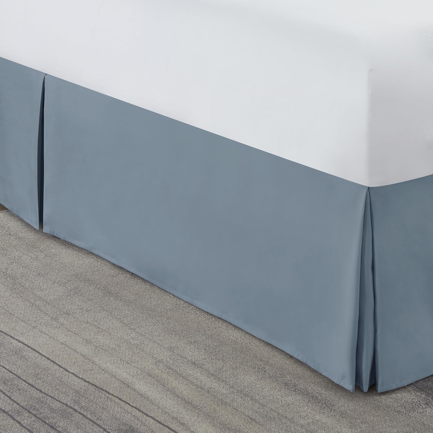Nestl Stone Blue Full Xl Bed Skirt - Full Xl Size Bed Skirt 14 Inch Drop - Brushed Microfiber Bed Skirts - Hotel Quality Pleated Bed Skirt - Shrinkage & Fade Resistant