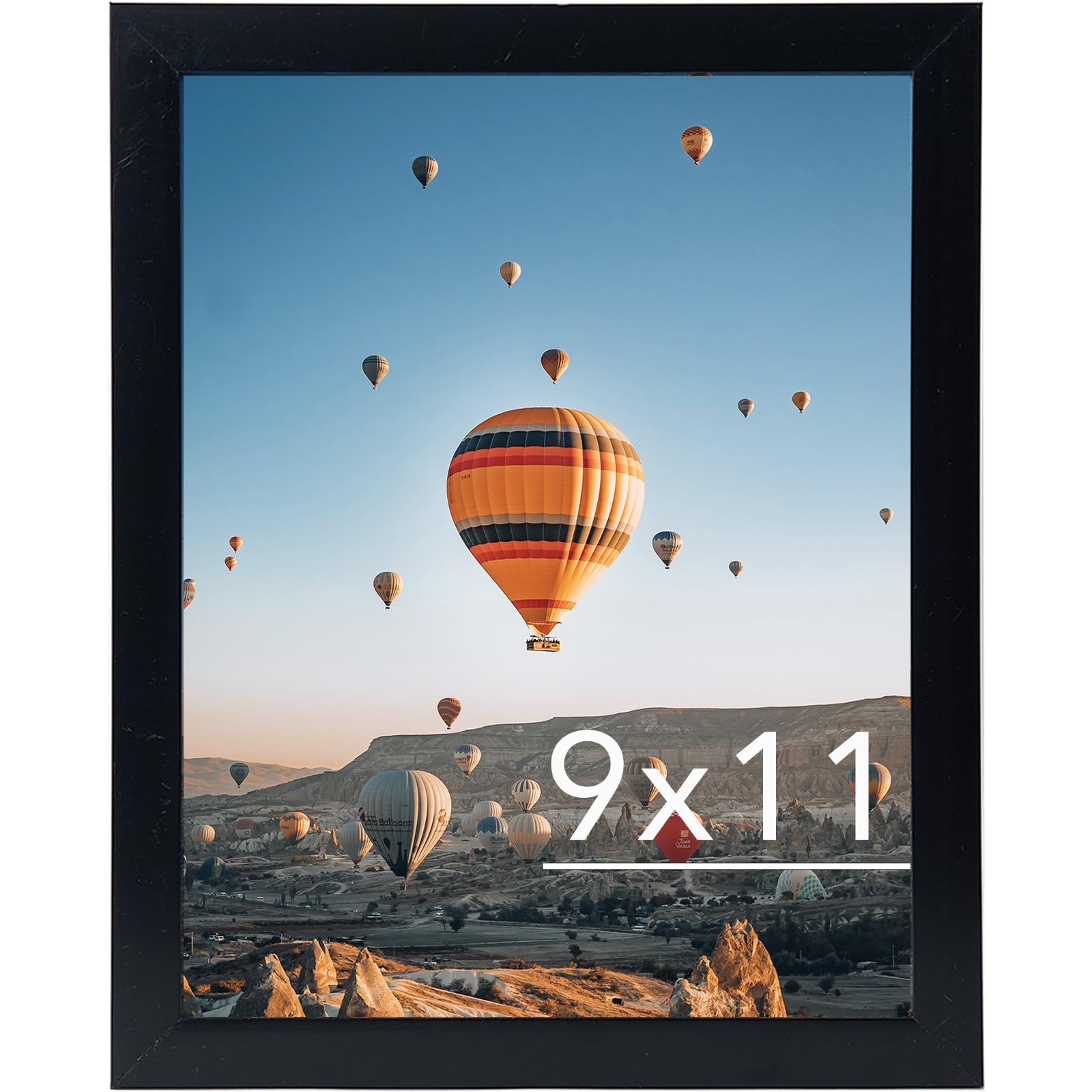 JCJMY 9x11 Picture Frame Black for Wall Hanging or Tabletop, Wall Mounting Horizontally or Vertically, 9 x 11 Wall Gallery Poste