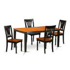 East West Furniture NIPL5-BCH-W 5 Piece Dining Room Table Set Includes a Rectangle Kitchen Table with Butterfly Leaf and 4 Dining Chairs, 36x66 Inch, Black & Cherry