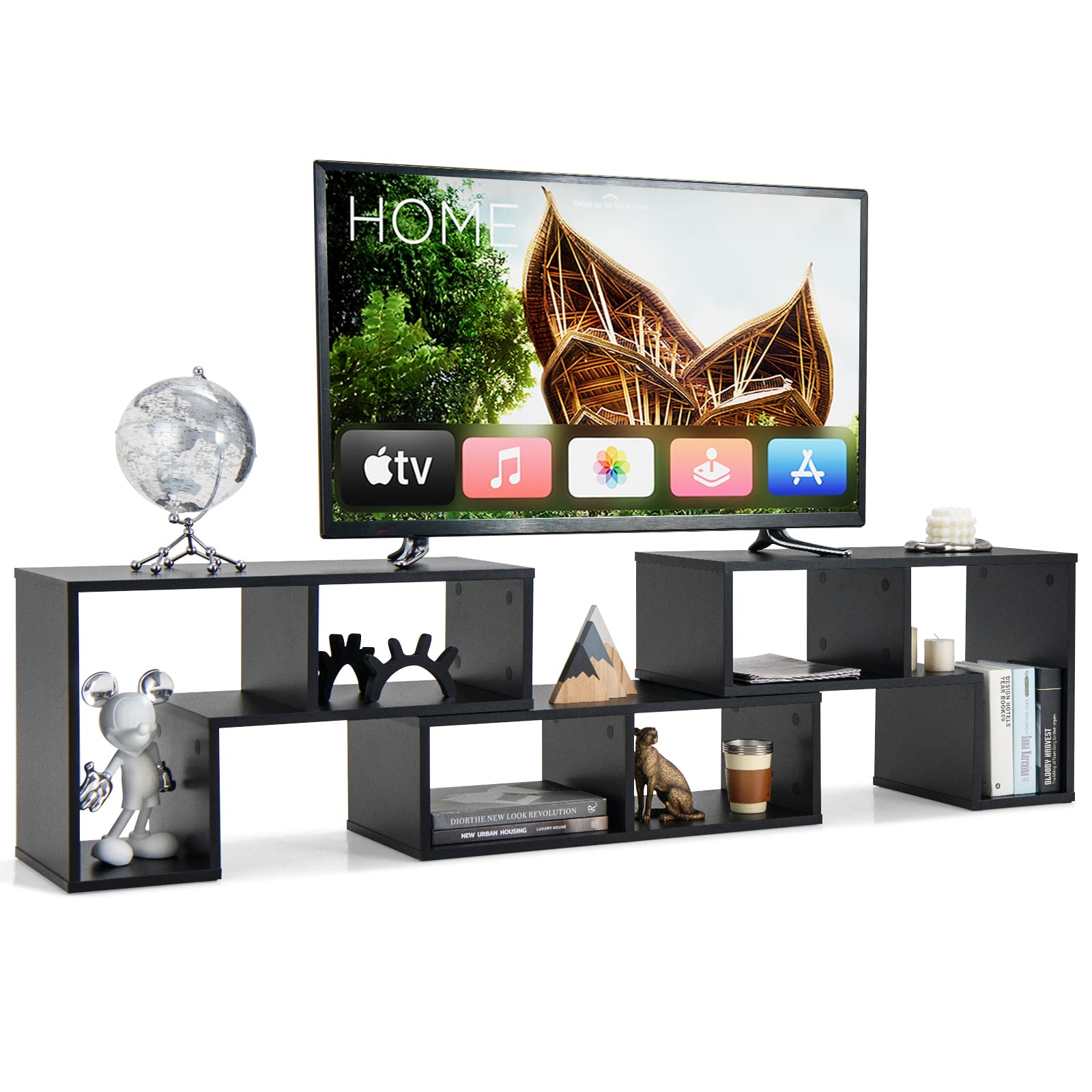 Kotek Tv Stand For 50 55 60 65 Inch Tv, 3 Pieces Free Combination Bookshelf Organizer, Tv Console Table With Open Storage Shelves, Modern Entertainment Center For Living Room, Bedroom