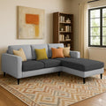Casaliving Grayon 3 Seater L Shape Convertible Sofa Set For Living Room, 3 Seater & Ottoman Modular Sectional Couch For Small Sp