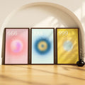 SoulAbiti Angel Numbers 666 & 888 & 999 set of 3 Framed Wall Print 12x18 inch Dark Brown Frame PlexiGlass Aura Art ready to han