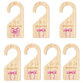 TheClover Closet Dividers Pink Bow Organizer  7Pack Wooden Hanging Size Separators for Wardrobe, Months Labels, Sweet Room Sto