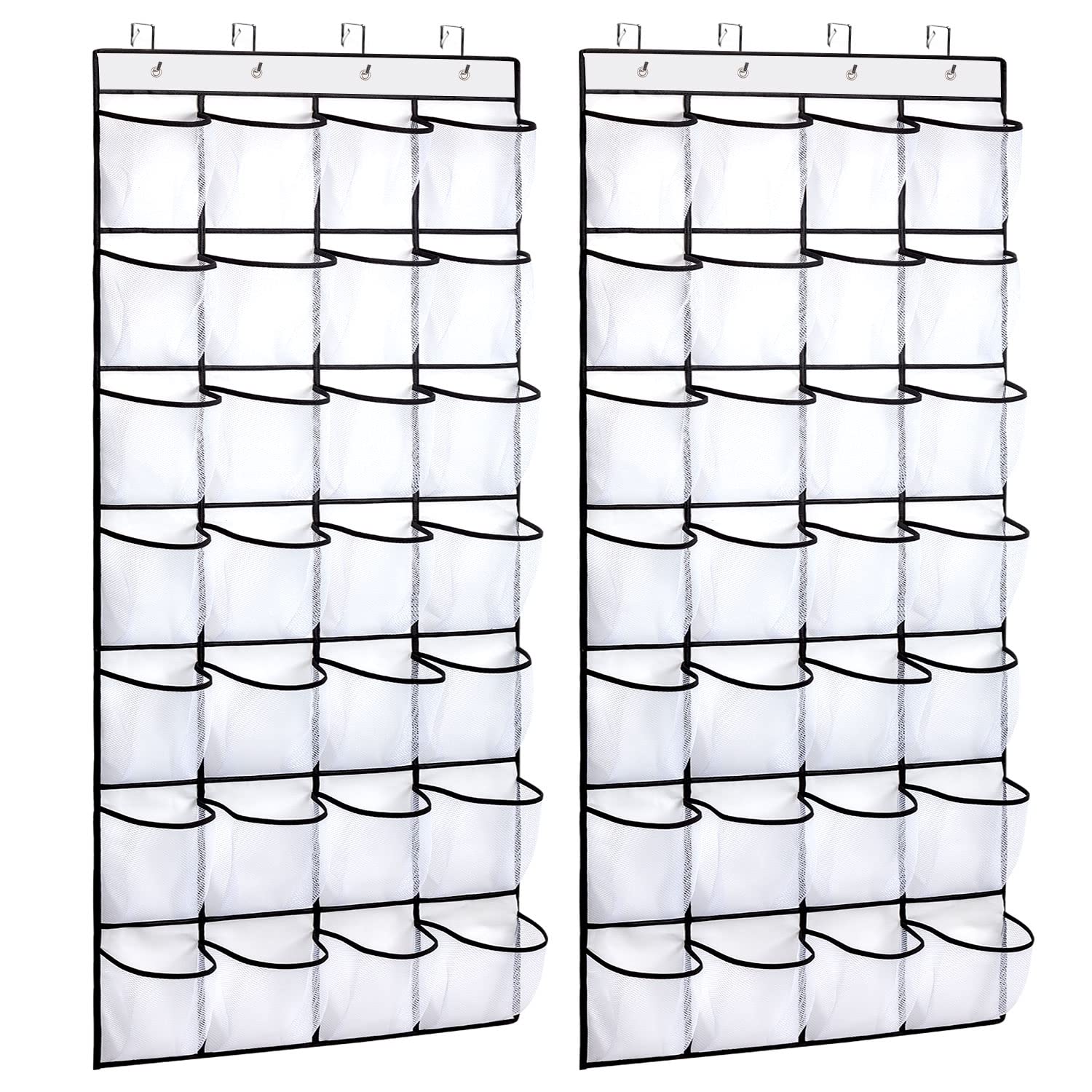 REGELETO 2 Pack 28 Pocket Over the Door Shoe Organzier, Hanging Shoe Rack for Door Large Capacity Shoe Organizer Holder with 4 M