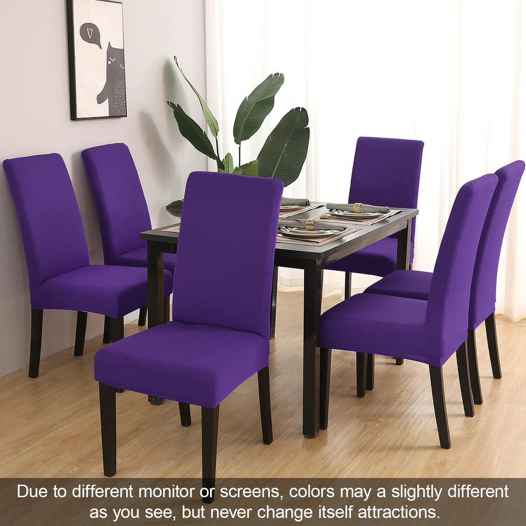 Jqinhome Dining Chair Slipcover, High Stretch Removable Washable Chair Seat Protector Cover Set Of 4,Chair Covers For Dining Room, Kitchen,Home Party,Wedding Ceremony(Purple, 4Pc)