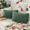 Cocoploceus Set Of 2 Forest Green Lumbar Pillow Covers 12X20 Rectangle Farmhouse Pillow Covers Velvet Decorative Cushion Covers