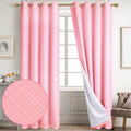 Diraysid 100% Blackout Curtains Pink Linen Curtains for Bedroom Grommet Thermal Insulated Room Darkening Drapes (2 Panels, W52 x