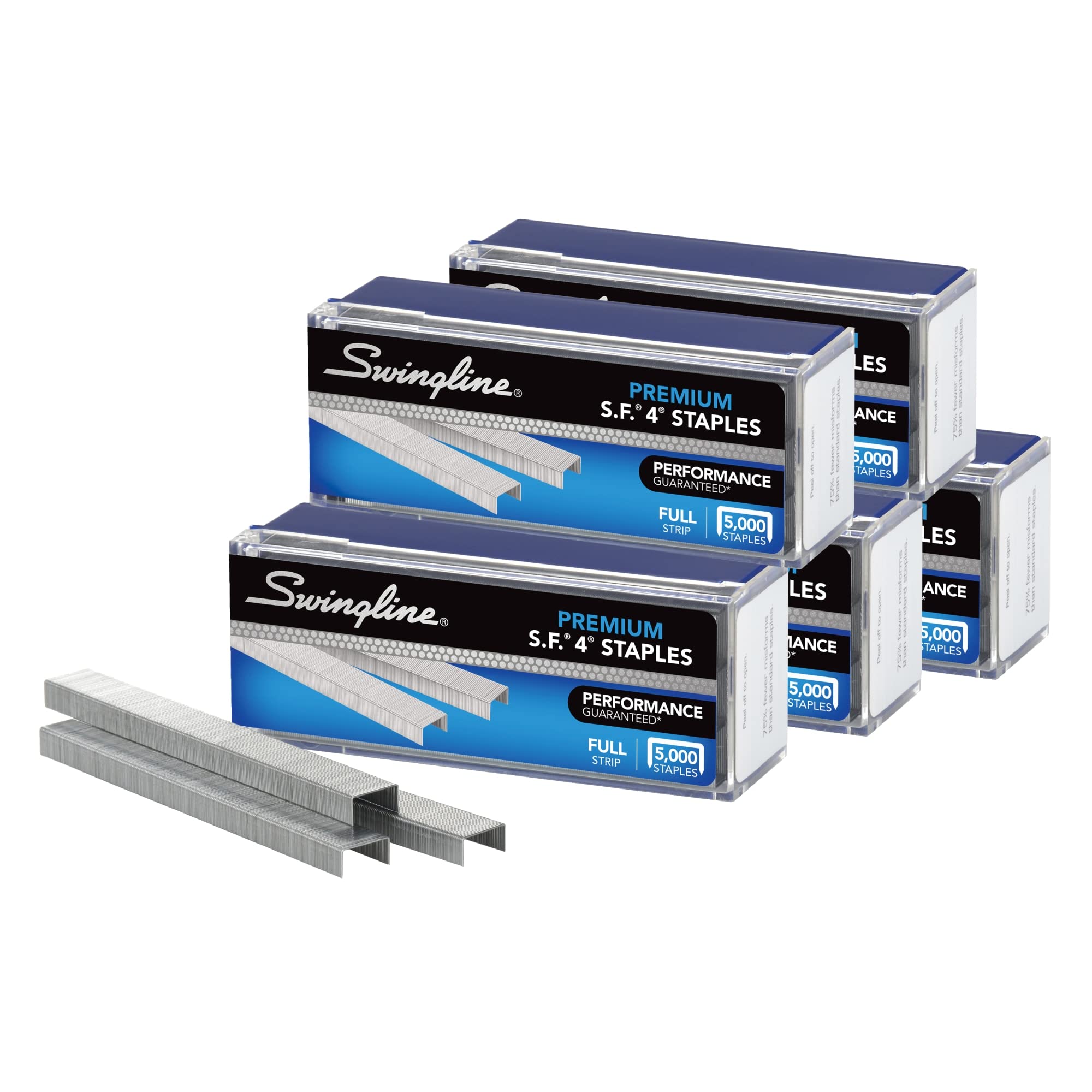 Swingline Staples, S.F. 4, Premium, 1/4' Length, 210/Strip, 5000/Box, 5 Pack (35481), Silver