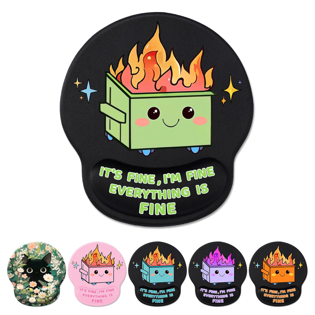 Ergonomic Mouse Pad With Wrist Support, Dumpster On Fire Gel Mouse Pads Wrist Rest For Desk, Cute Funny Comfortable Computer Mou