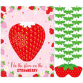 Faccito Strawberry Game Set Pin The Stem On The Strawberry Include Large Poster Blindfold 24 Stickers Berry First Birthday Party