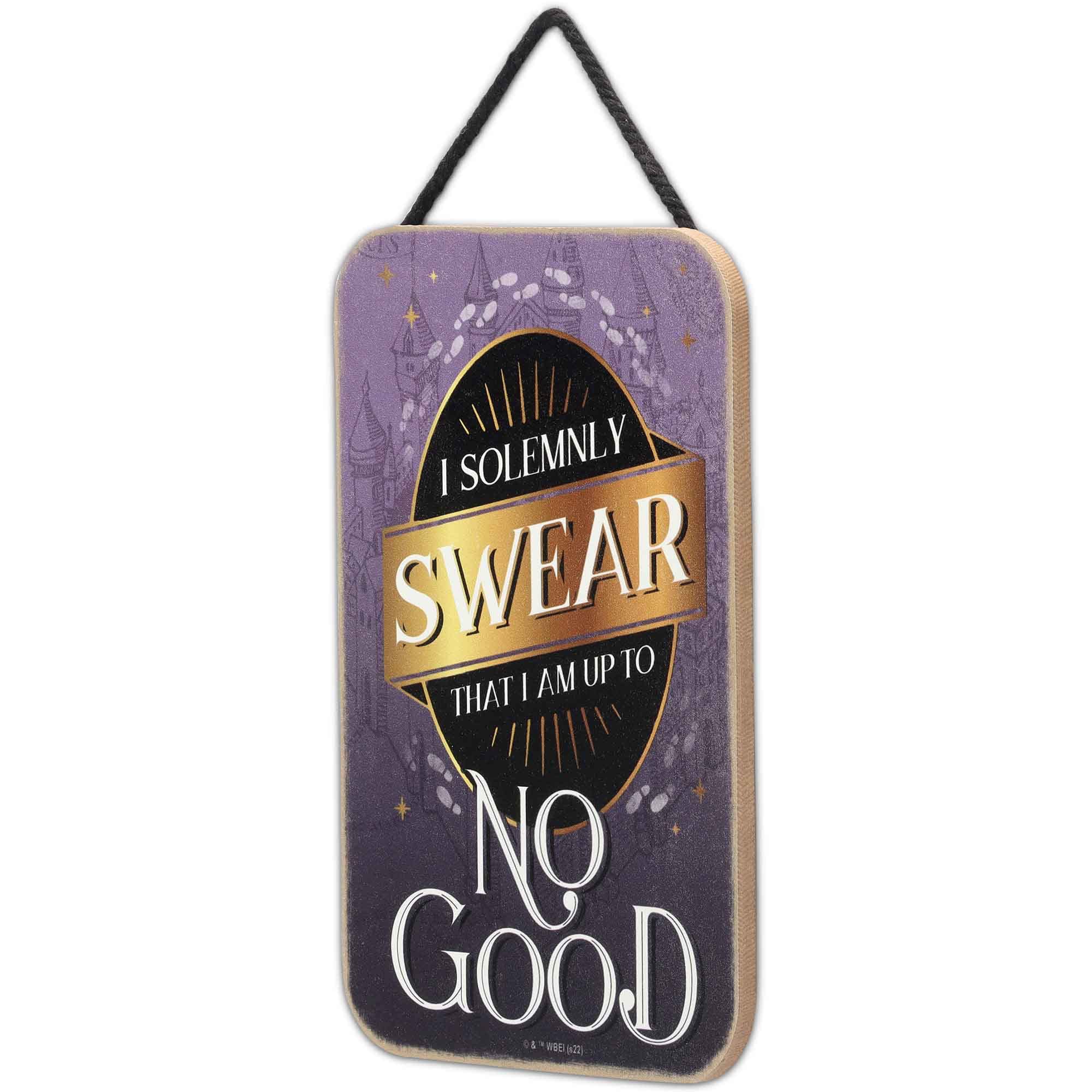 Open Road Brands Harry Potter I Solemnly Swear Hanging Wood Wall Decor - Fun Harry Potter Sign For Kids' Bedroom Or Movie Room
