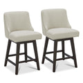 Chita Counter Height Swivel Barstools, Fsc Certified 26' H Seat Height Upholstered Bar Stools Set Of 2, Performance Fabric In Linen