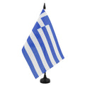 Greece Table Flag 5' X 8' - Greek Desk Flag 21 X 14 Cm - Black Plastic Stick And Base - Az Flag