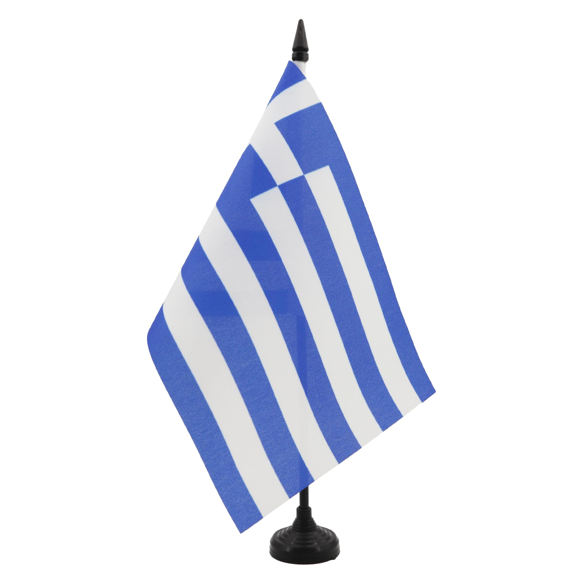 Greece Table Flag 5' X 8' - Greek Desk Flag 21 X 14 Cm - Black Plastic Stick And Base - Az Flag