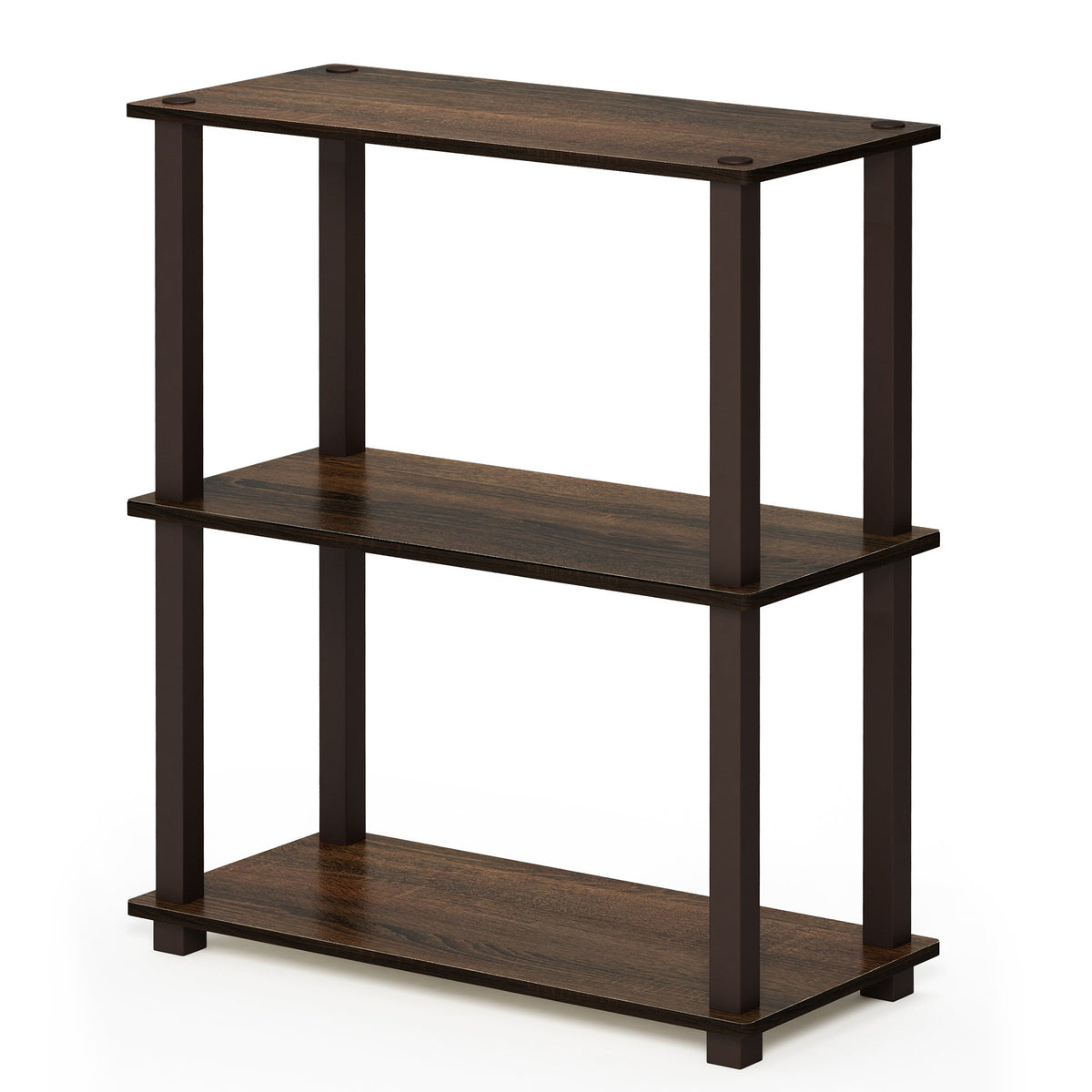 Furinno Turn-S-Tube 3-Tier Compact Multipurpose Shelf with Square Tube, Walnut/Brown (18025WN/BR)