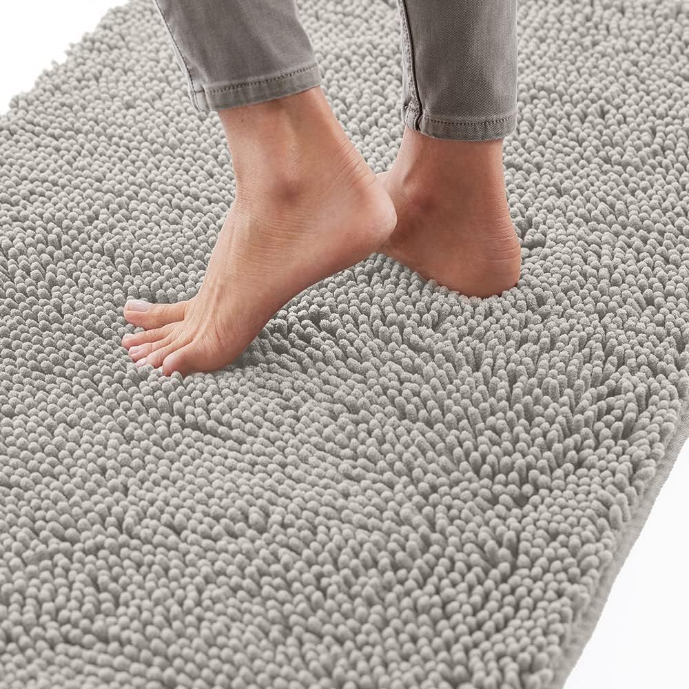 VDHJA Bath Rugs for Bathroom SlipResistant Shag Chenille Bath Rugs Mat Extra Soft and Absorbent Bath Rug for Shower Room Machin