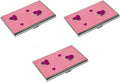 Stephanie Imports Set Of 3 Slim & Minimalist Metal Business Card Holder Unisex Case With Enamel Insert (Hearts)