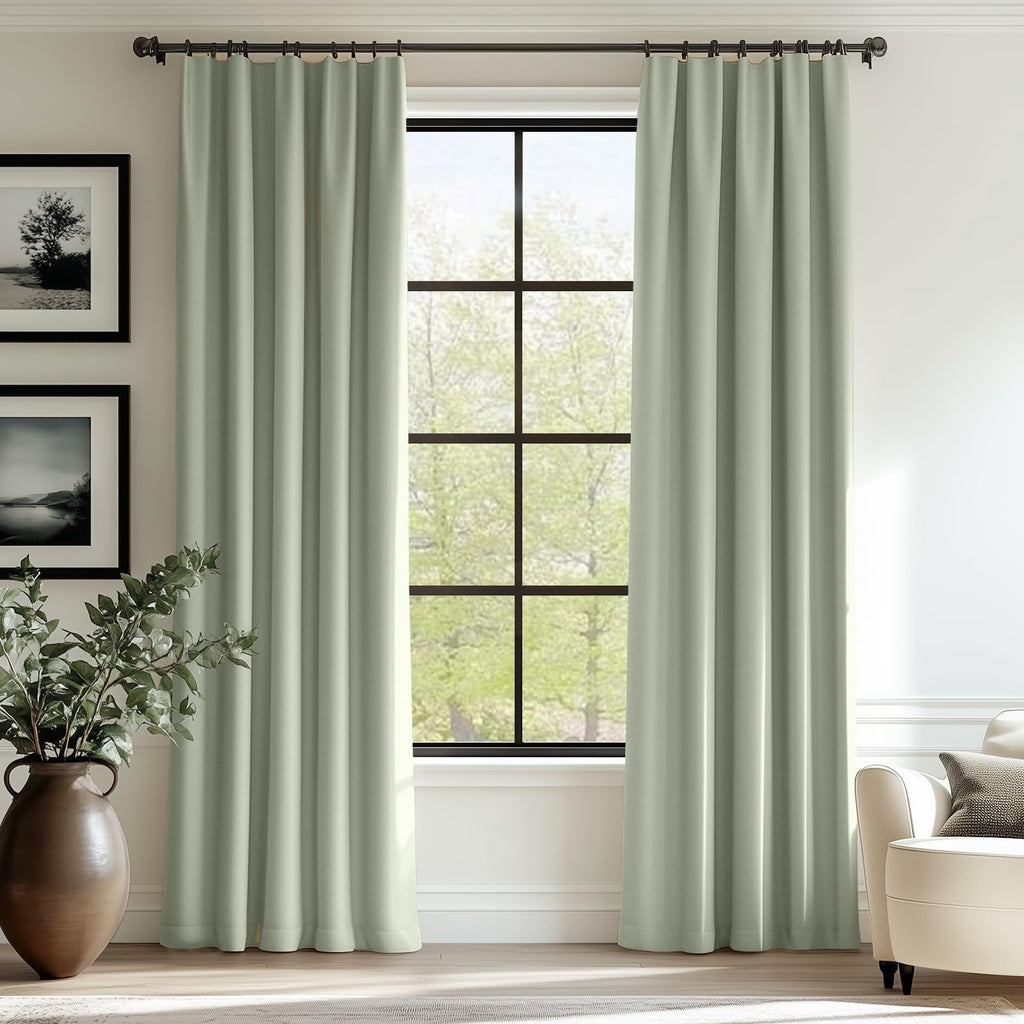 Lazzzy Green Velvet Curtains Room Darkening Thermal Insulated Curtains 84 Inch Long Window Drapes For Bedroom Living Room Super Soft Luxury Rod Pocketwindow Treatment 2 Panels, Grayish Green