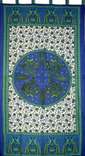 India Arts Peacocks Tab Top Curtain Drape Panel Cotton 44 x 88 Blue