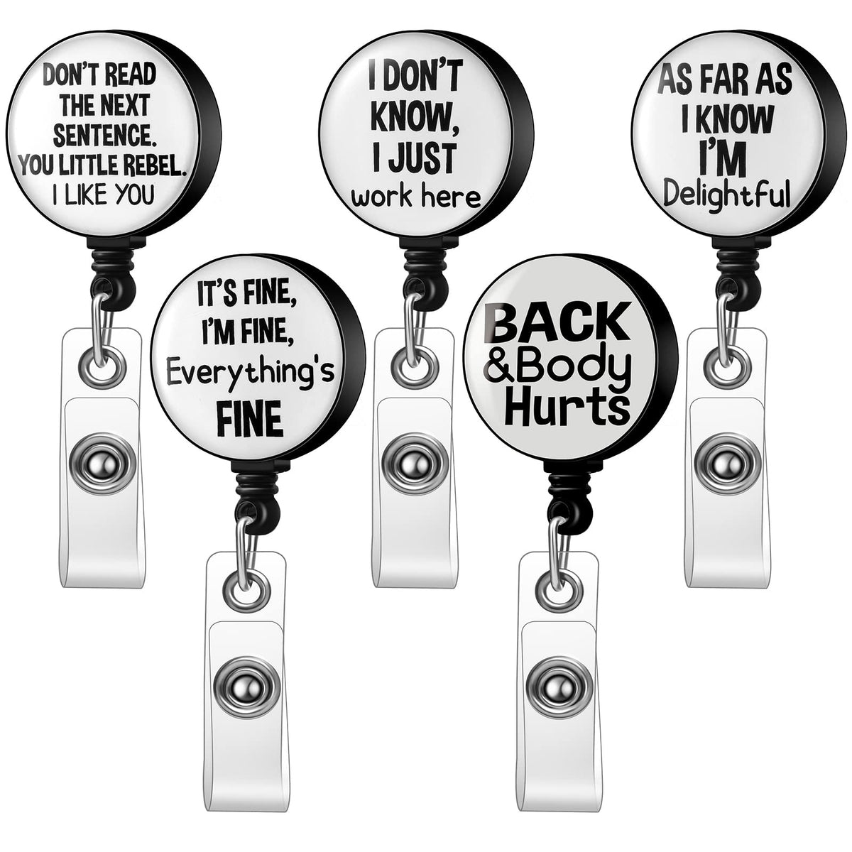 5 Pcs Funny Nurse Badge Reel Retractable Badge Holder Quote Badge Clip Cute Id Custom Badge For Medical Work Office Teacher Stud