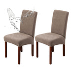 Genina Waterproof Dining Room Chair Covers Stretch Parsons Chair Slipcovers For Dining Room Kitchen Chair Protector Cover, Removable, Washable (2, Pattern1-Taupe)