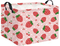 HIYAGON Rectangular Baby Girl Basket Kids Baby Storage Basket Toy Storage Bin Organizer Box Room Decor(Strawberry)