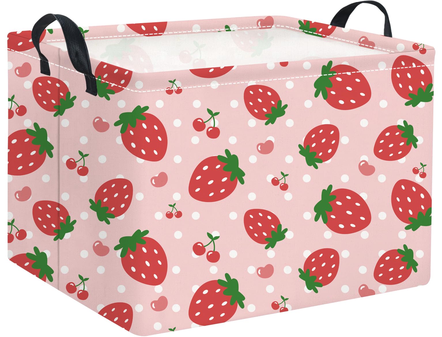 HIYAGON Rectangular Baby Girl Basket Kids Baby Storage Basket Toy Storage Bin Organizer Box Room Decor(Strawberry)