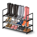 Hsscblet 3 Tiers Metal Shoe Rack,Adjustable Shoe Shelf Storage Organizer,Stackable Boot & Shoe Storage,For Entryway,Hallway,Closet,Black