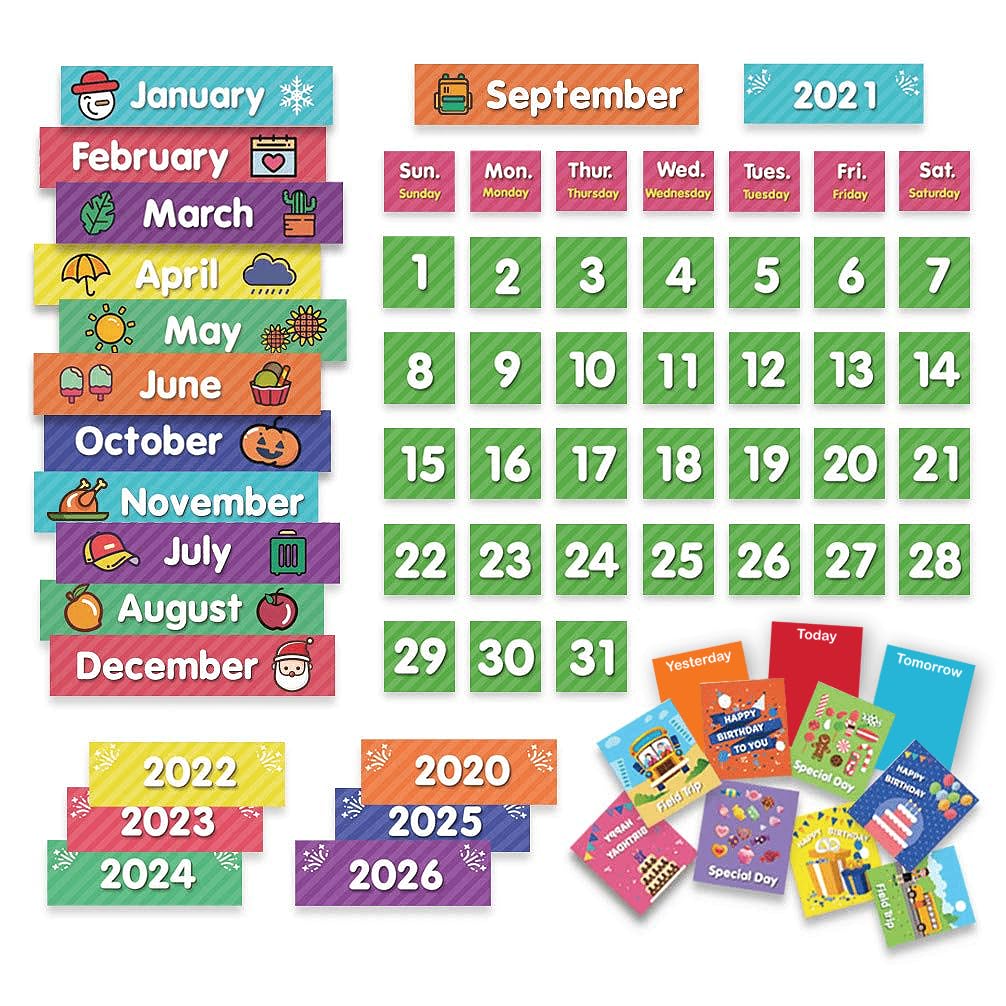 Eamay Calendar Pocket Chart Cards And Classroom Calendar Cards Kit For Homeschool -71Cards (71)
