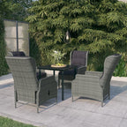 vidaXL 5 Piece Patio Dining Set - PE Rattan Reclining Chairs with Adjustable Backrest, Thick Padded Cushions - Perfect for Outdoor Dining and Gatherings - Light Gray